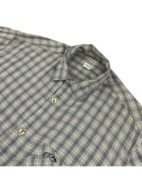 VTG 90's Rusty Men's Cotton Blend S/S Button Shirt Gray/Beige Plaid • Medium